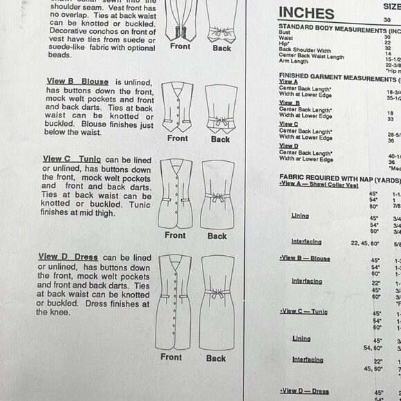 Ann Person # 1515 vest size 30in-46in Stretch & Sew 1993 Uncut Sewing Pattern 🧵 - Picture 4 of 5